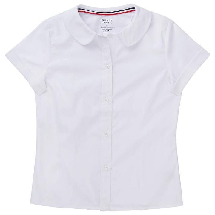 Girls 4-20 & Plus Size French Toast School Uniform Peter Pan Collar Short-sleeved Blouse, Size: 10 Plus, White