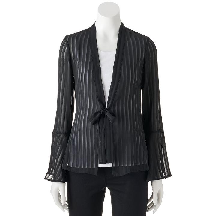 Juniors' Candie's® Bell Sleeve Kimono Top, Girl's, Size: Large, Black