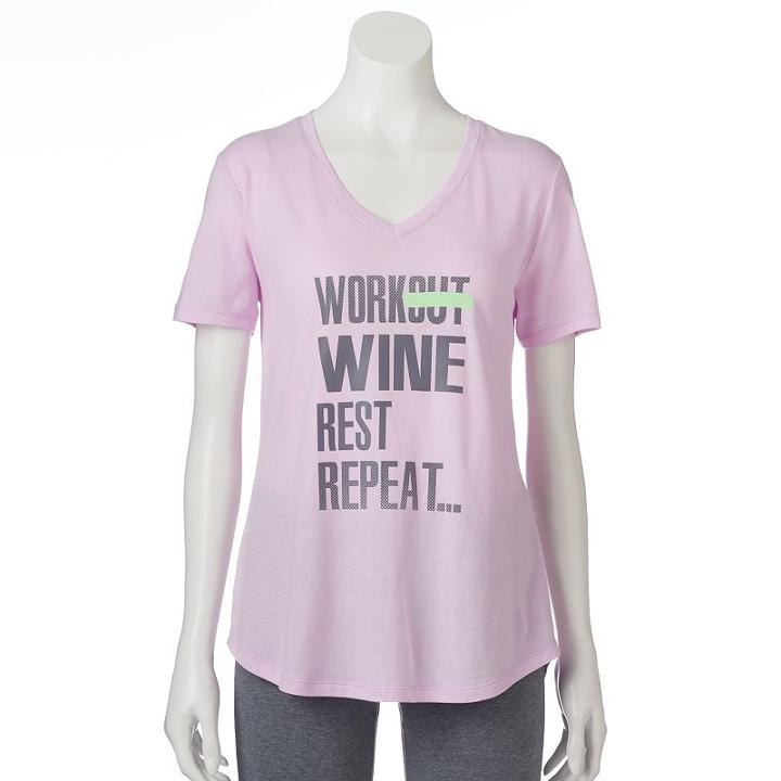 Women's Tek Gear® Dry Tek V-neck Tee, Size: Xl, Lt Purple