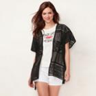 Women's Lc Lauren Conrad Striped Lace Kimono, Black