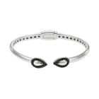 Black Spinel Sterling Silver Teardrop Hinged Cuff Bracelet, Women's, Size: 6.5