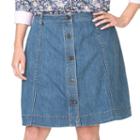 Plus Size Chaps A-line Jean Skirt, Women's, Size: 16 W, Blue