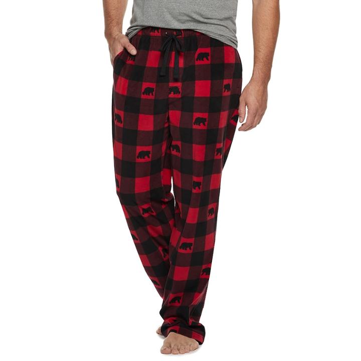 Big & Tall Croft & Barrow&reg; Patterned Microfleece Lounge Pants, Men's, Size: L Tall, Med Red