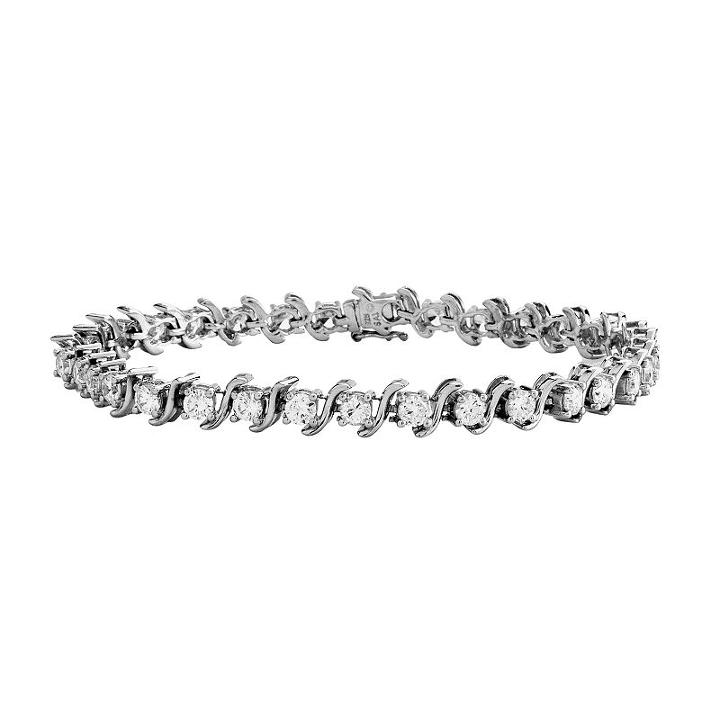 Diamonluxe Sterling Silver 7 1/4-ct. T.w. Simulated Diamond S Bracelet, Women's, White