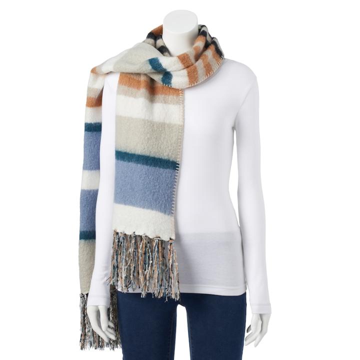 Women's Sonoma Goods For Life&trade; Striped Boucle Oblong Scarf, Dark Blue