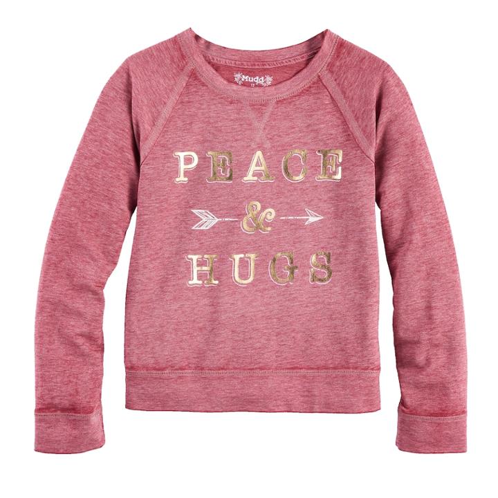 Girls 7-16 & Plus Size Mudd&reg; Graphic Pullover Sweatshirt, Size: 12 1/2, Dark Pink
