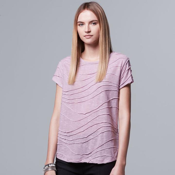 Women's Simply Vera Vera Wang Windy Space-dye Jacquard Tee, Size: Small, Grey