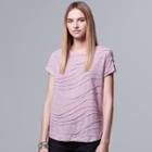 Women's Simply Vera Vera Wang Windy Space-dye Jacquard Tee, Size: Small, Grey