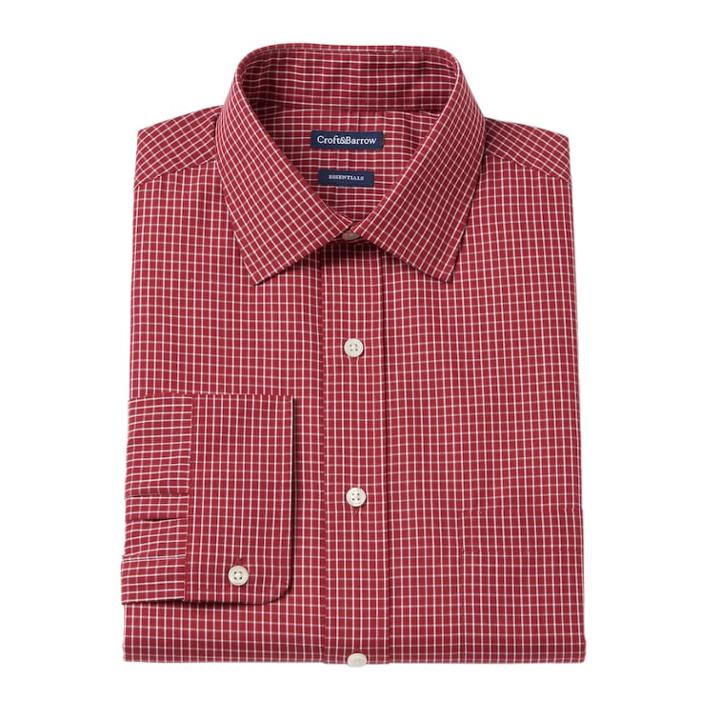 Men's Croft & Barrow&reg; Slim-fit Easy Care Spread-collar Dress Shirt, Size: 18 36/37, Red