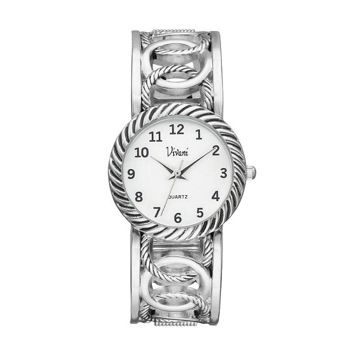 Vivani Women's Interlocking Circle Cuff Watch, Size: Medium, Silver