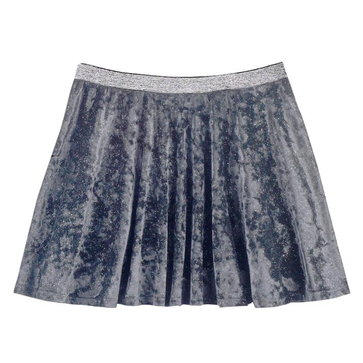 Girls Plus Size So&reg; Metallic Crushed Velvet Circle Skirt, Size: 16 1/2, Med Grey