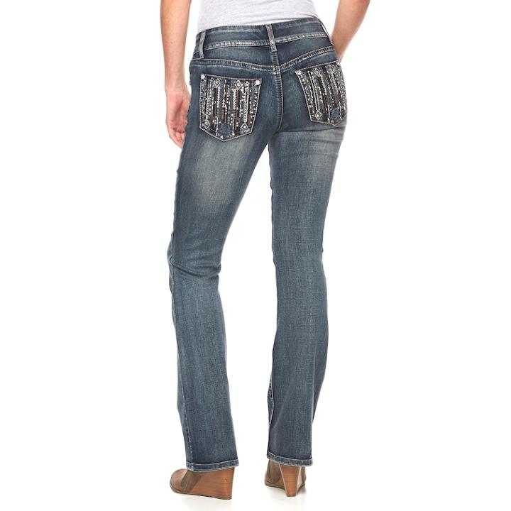Women's Apt. 9&reg; Embellished Bootcut Jeans, Size: 2 Short, Med Blue