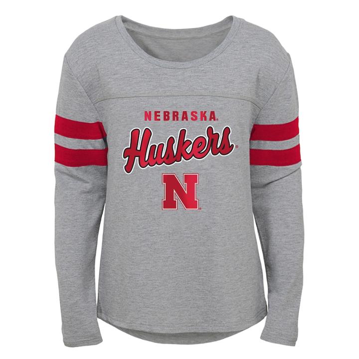 Girls 7-16 Nebraska Cornhuskers Field Armour Tee, Size: Large, Grey