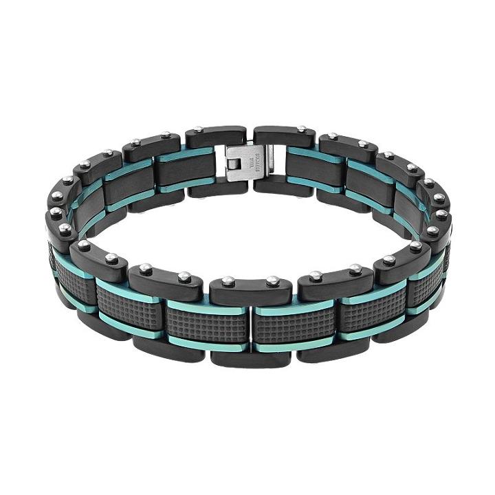 Lynx Men's Two Tone Stainless Steel Bracelet, Silver