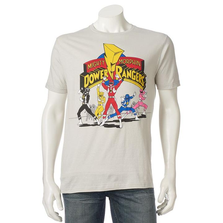 Men's Mighty Morphin Power Rangers Tee, Size: Xl, Grey (charcoal)