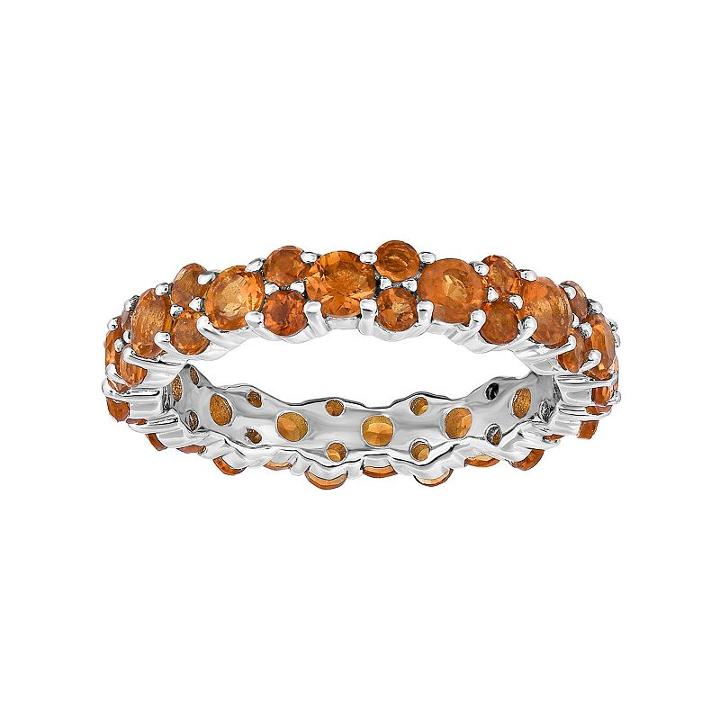 Sterling Silver Madeira Citrine Eternity Ring, Women's, Size: 9, Orange