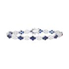Sterling Silver Lab-created Blue & White Sapphire Flower Tennis Bracelet, Women's, Size: 7.25