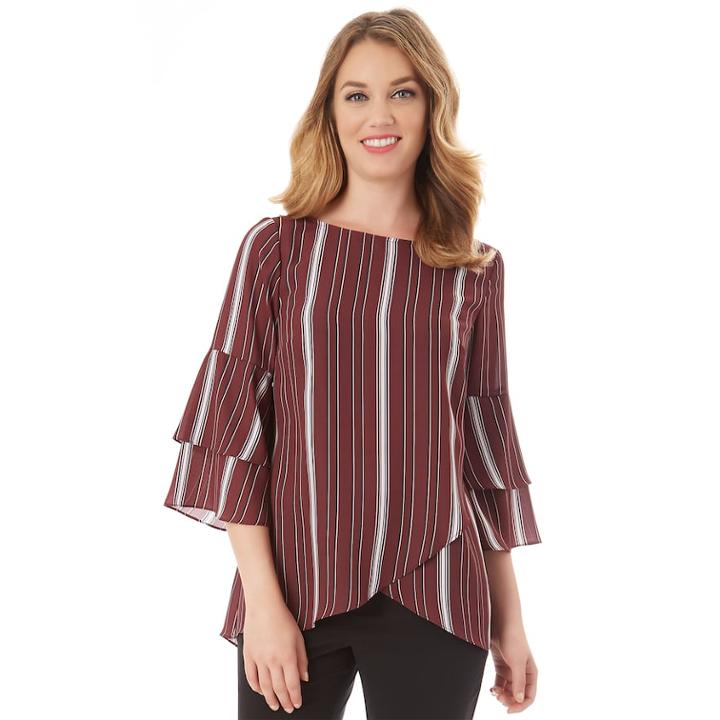 Women's Apt. 9&reg; Tiered Tulip Hem Top, Size: Medium, Raisin Multi