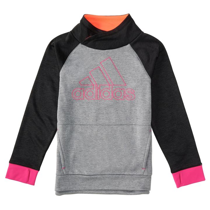 Girls 4-6x Adidas Embroidered Logo Pullover Hoodie, Size: 5, Black