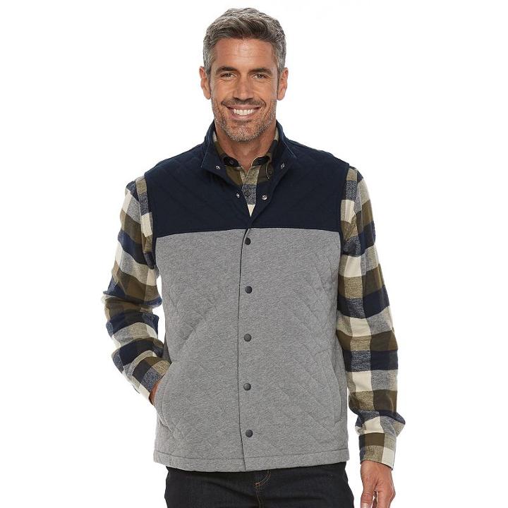 Men's Croft & Barrow&reg; Outdoor Quilted Vest, Size: Medium, Med Grey