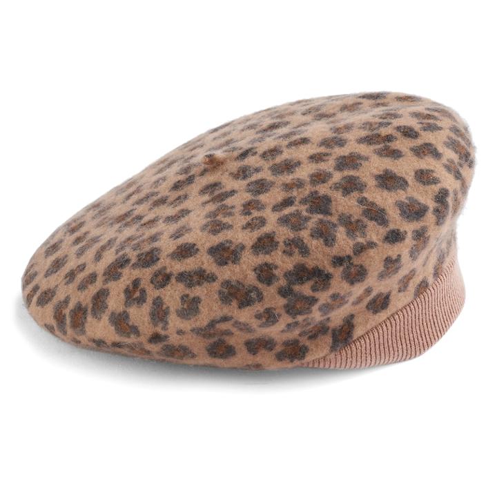 Women's David & Young Leopard Print Wool Beret, Brown