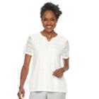 Women's Alfred Dunner Studio Embelllished Lace Top, Size: Large, White