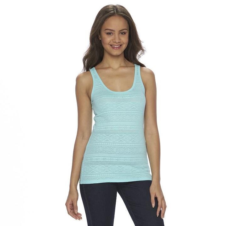 Juniors' So&reg; Double Scoop Textured Tank Top, Girl's, Size: Medium, Turquoise/blue (turq/aqua)