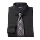 Men's Croft & Barrow&reg; Slim-fit Stretch-collar Dress Shirt And Patterned Tie, Size: M-32/33, Black