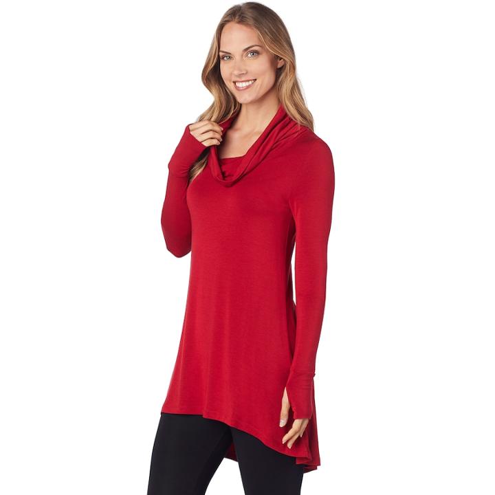 Plus Size Cuddl Duds Softwear Cowlneck Tunic Top, Women's, Size: 1xl, Red