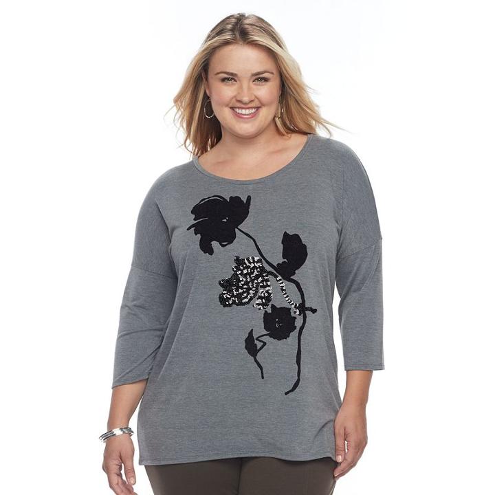 Plus Size Apt. 9&reg; Embellished Tunic, Women's, Size: 2xl, Med Grey