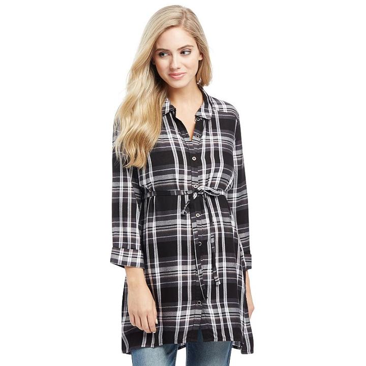 Maternity Oh Baby By Motherhood&trade; Plaid Tunic, Women's, Size: Small, Ovrfl Oth