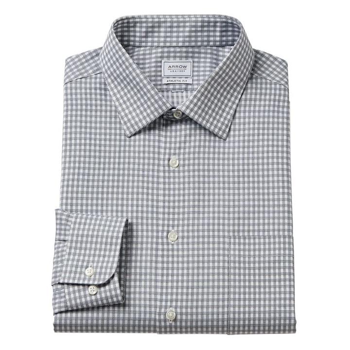 Men's Arrow Athletic-fit Striped Dress Shirt, Size: 2x-34/35, Grey Other
