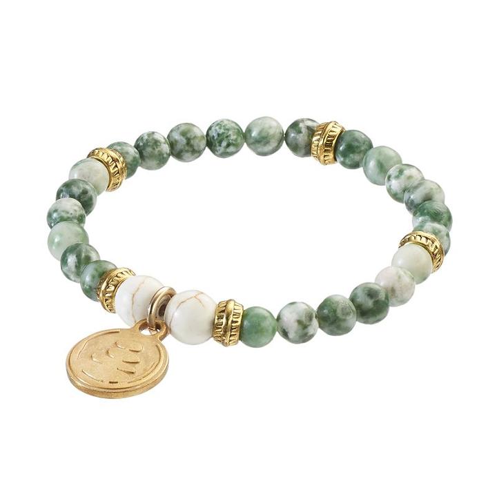 Wish Upon A Rock Mixed Moss Jade Beaded Stretch Bracelet, Women's, Size: 8, Green
