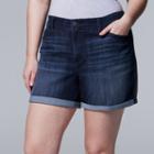 Plus Size Simply Vera Vera Wang Cuffed Jean Shorts, Women's, Size: 18 W, Dark Blue