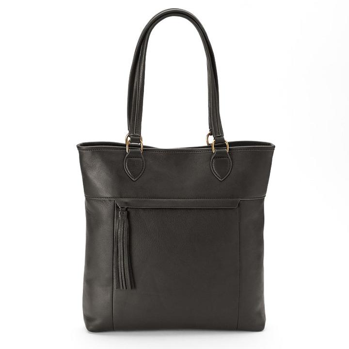 Leather North Shore Tote, Women's, Black