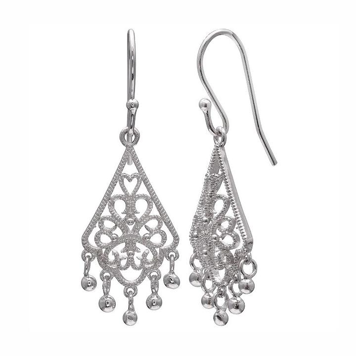 Primrose Sterling Silver Filigree Chandelier Earrings, Women's, Grey