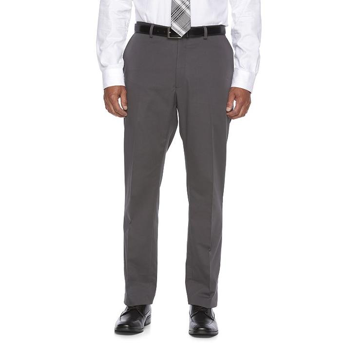 Men's Apt. 9&reg; Slim-fit Stretch Flat-front Suit Pants, Size: 32x34, Grey (charcoal)