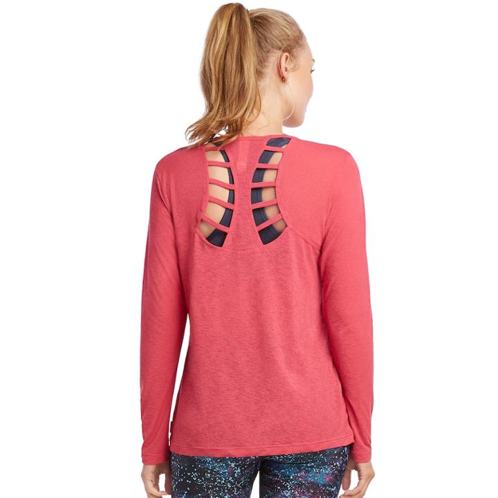 Women's Jockey Sport Framework Cutout Back Tee, Size: Small, Brt Pink