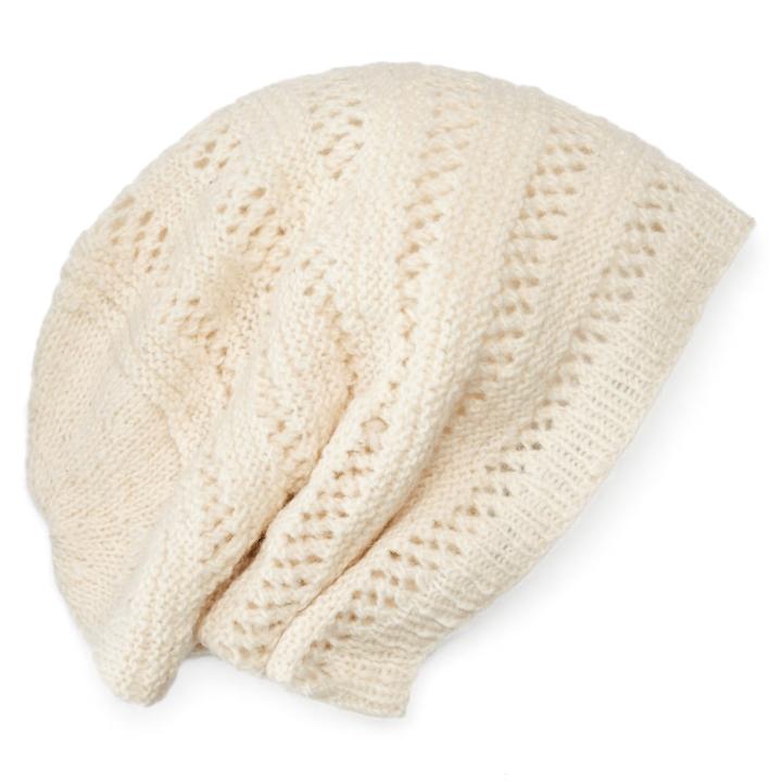 Women's Sijjl Wool Oversized Knit Beanie, White