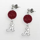 Logoart Alabama Crimson Tide Sterling Silver Crystal Linear Drop Earrings, Women's