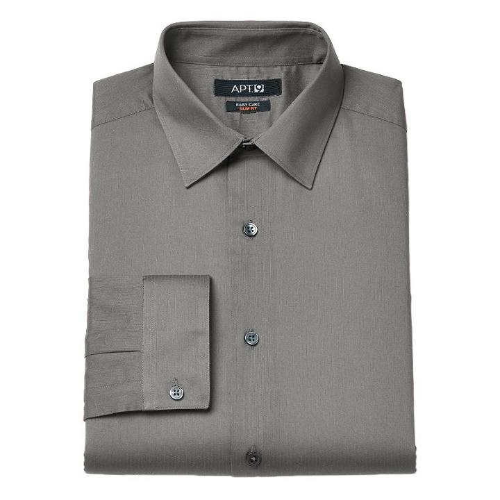 Men's Apt. 9&reg; Slim-fit Dobby Textured Easy-care Dress Shirts, Size: 15.5-34/35, Med Grey