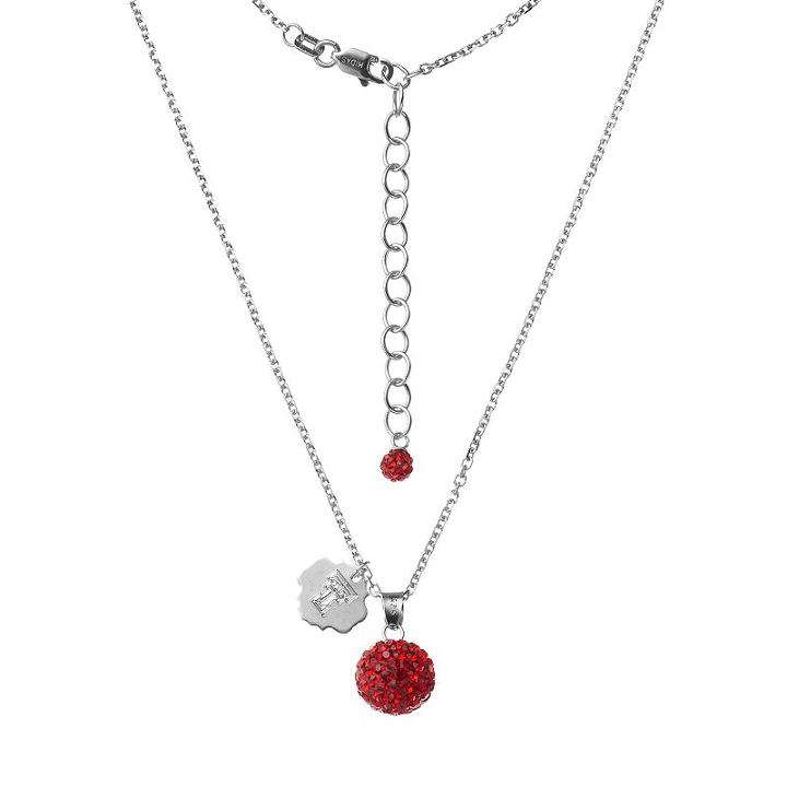 Texas Tech Red Raiders Crystal Sterling Silver Team Logo & Ball Pendant Necklace, Women's, Size: 18