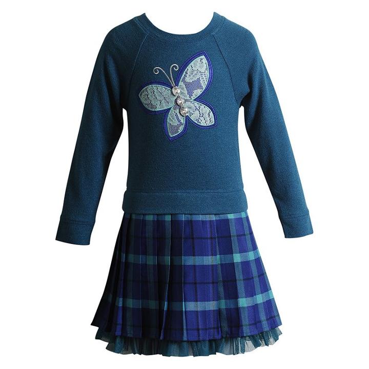Girls 4-6x Youngland Lace Butterfly Plaid Sweater Dress, Girl's, Size: 5, Ovrfl Oth