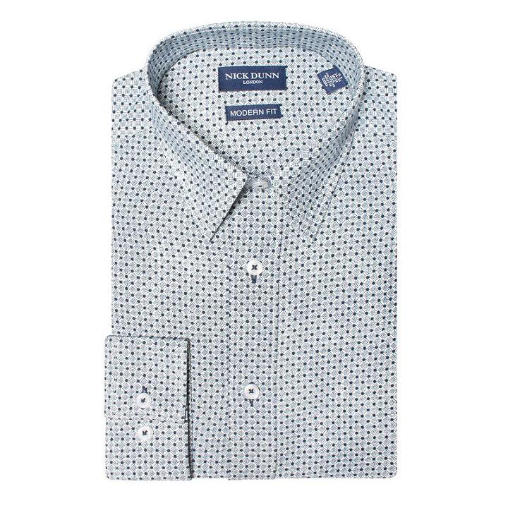 Men's Nick Dunn Modern-fit Dress Shirt, Size: 2xlt 36/37, Blue (navy)