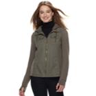 Juniors' Sebby Twill & Knit Sleeve Jacket, Teens, Size: Large, Dark Green