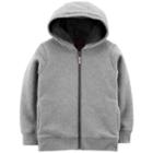 Boys 4-12 Carter's Velboa Lined Zip Hoodie, Size: 7, Light Grey