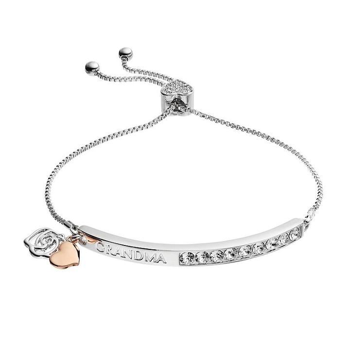 Brilliance Two Tone Grandma Bolo Bracelet With Swarovski Crystals, Women's, White