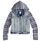 Girls 7-16 Mudd&reg; Knit Sleeve Denim Jacket, Size: 7, Blue