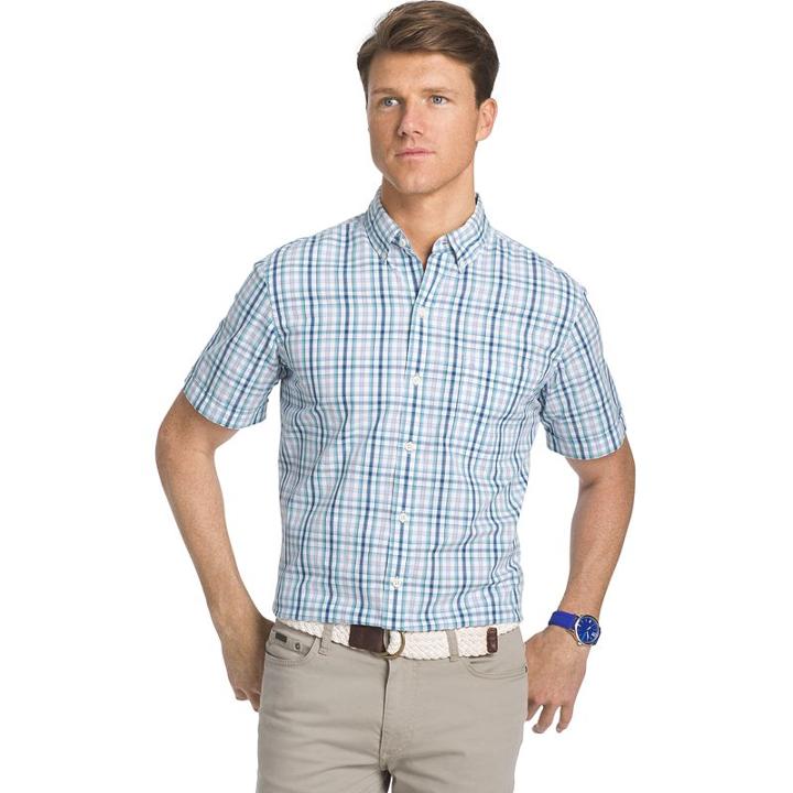 Men's Izod Seaport Classic-fit Plaid Poplin Button-down Shirt, Size: Large, Blue Other