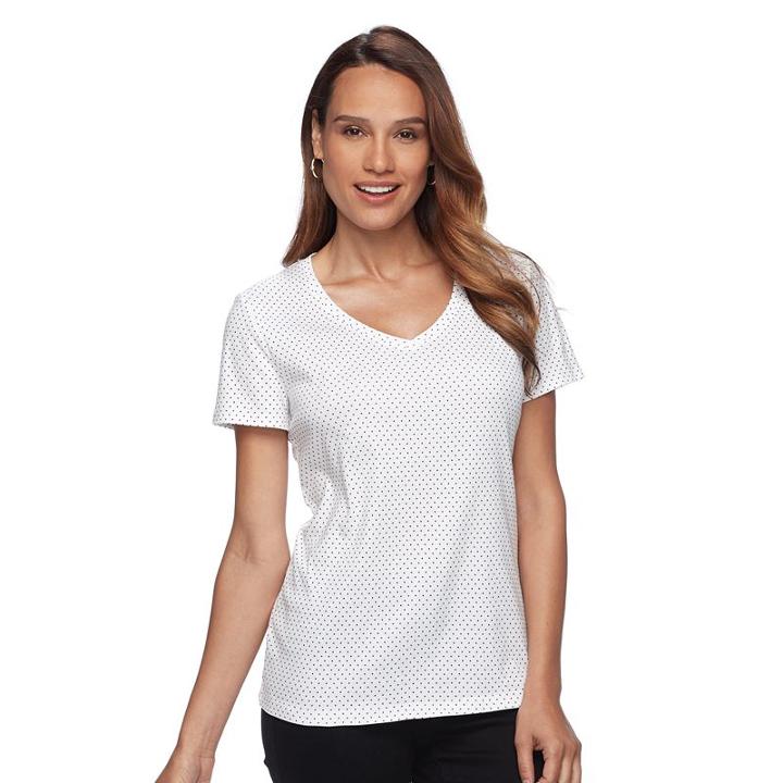 Women's Croft & Barrow&reg; Essential V-neck Tee, Size: Medium, Natural